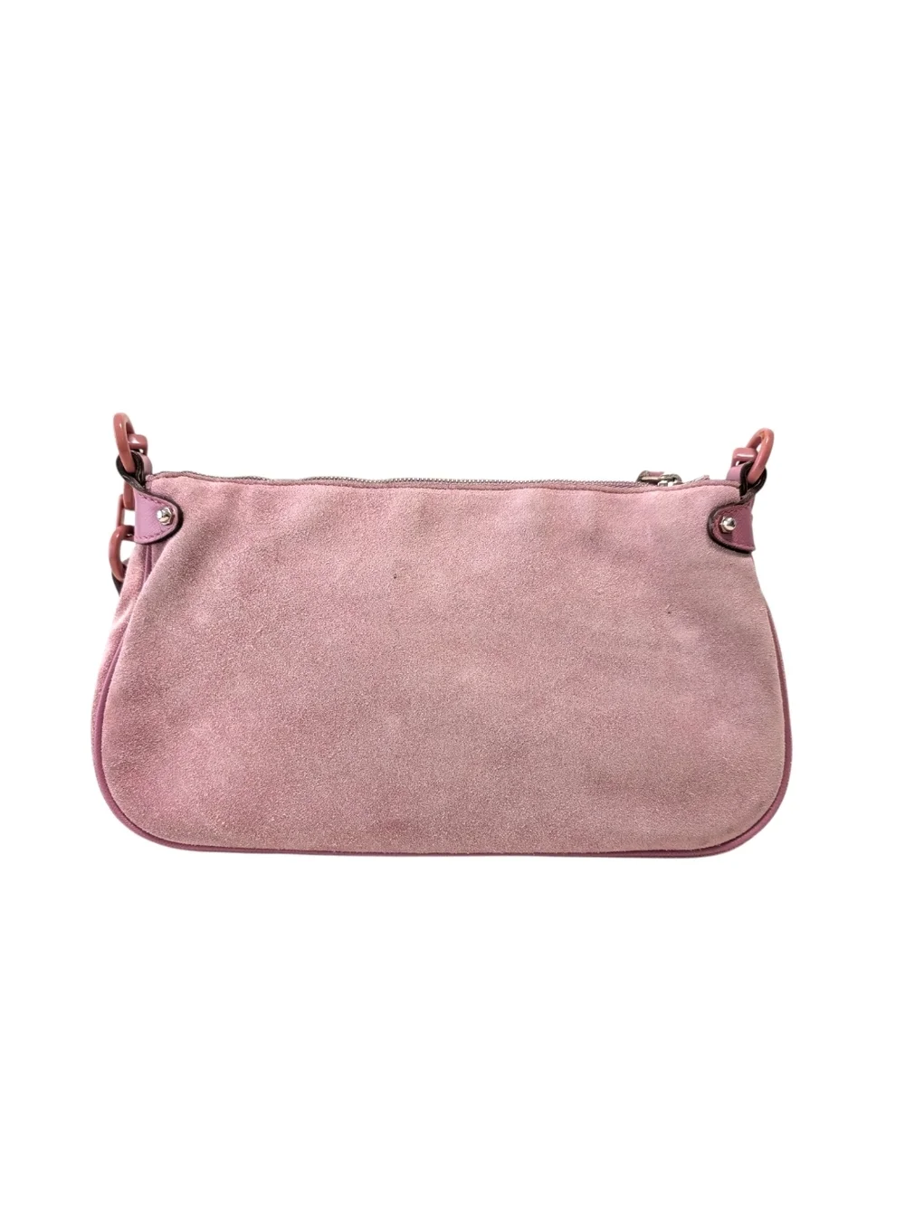 Salvatore Ferragamo Pink Suede & Leather Mini Shoulder Bag With Chain Link Strap - Picture 3 of 16